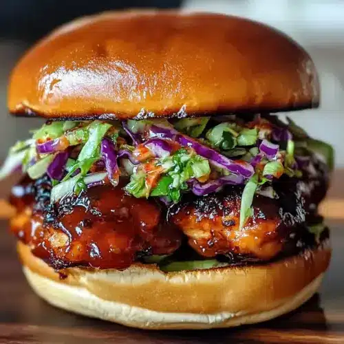 BBQ-Hühnchen-Sandwich mit Krautsalat