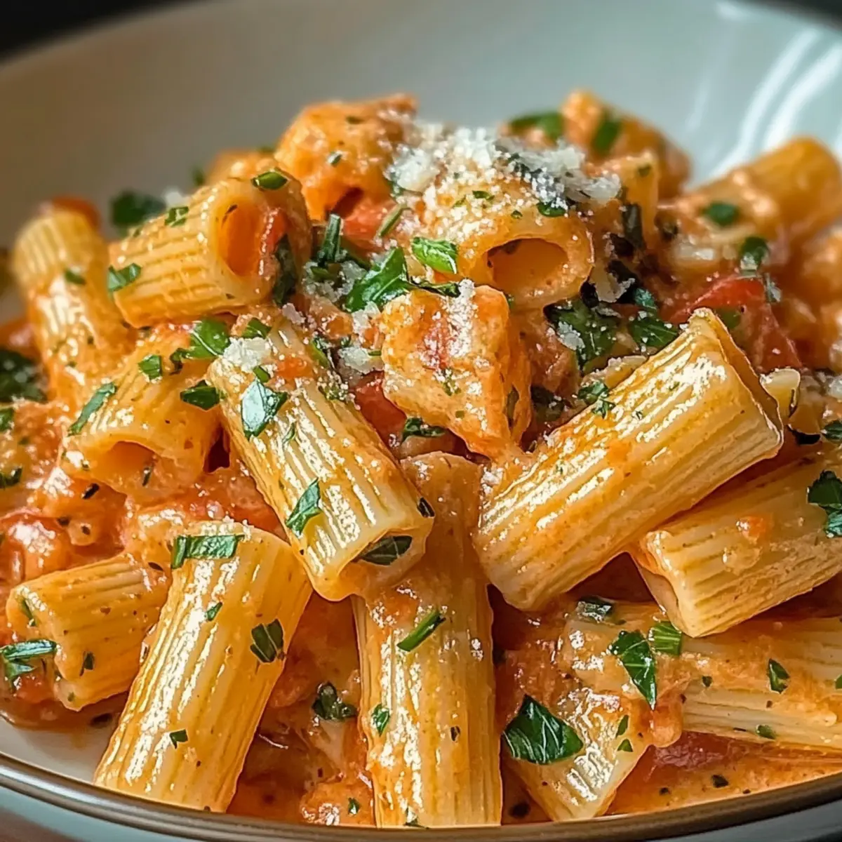 Cremige Tomatenknoblauchpasta