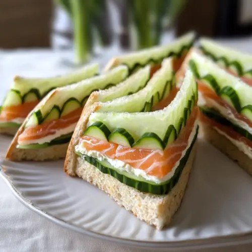 Elegante Lachs- und Gurkensandwiches