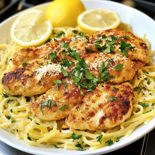 Hähnchen mit Zitronenknoblauchpasta