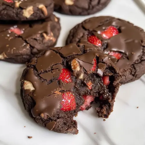 Schokoladenüberzogene Erdbeerplätzchen