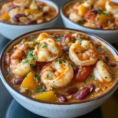 Cremige Meeresfrüchte- und Garnelen-Chili