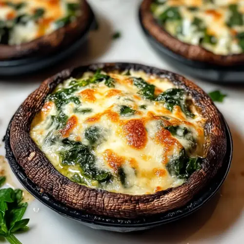 Spinat und Käse gefüllte Portobello-Pilz