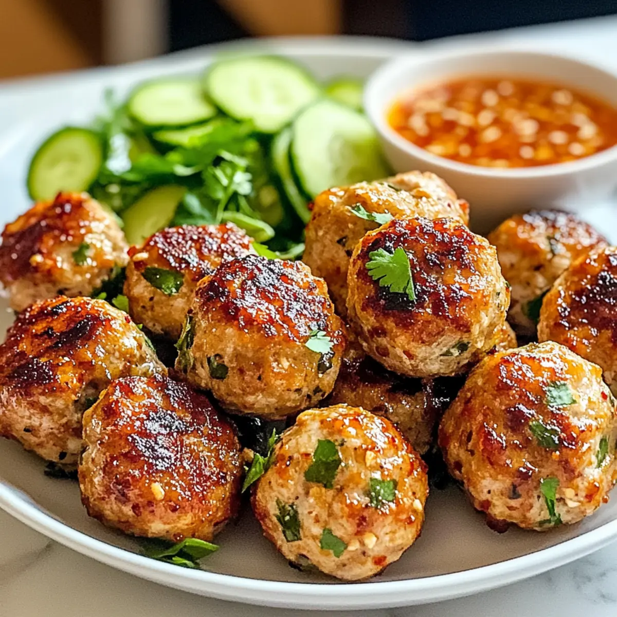 Einfache thailändische gebackene Hühnerfleischbällchen