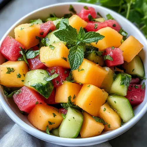Melonensalat mit Honig-Limetten-Vinaigrette