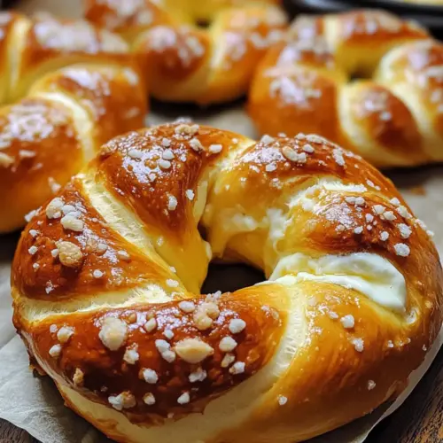 Mozzarella gefüllte weiche Brezeln