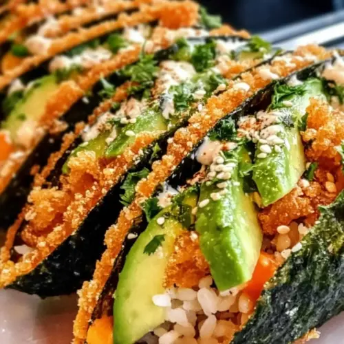 Sushi-Tacos mit Tempura-Nori-Schalen