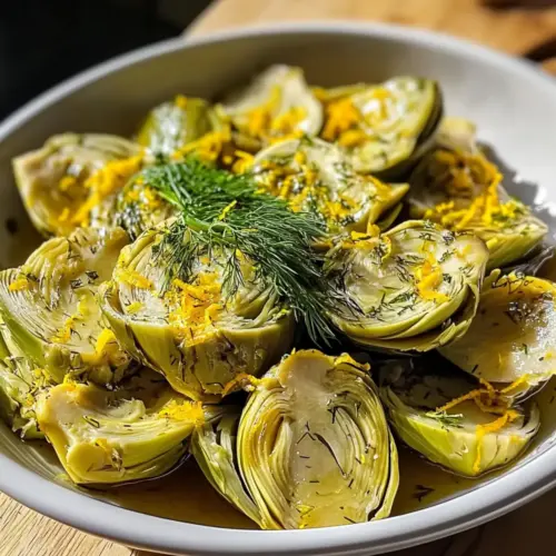 Würzige Artischockenherzen mit Zitrone und Dill