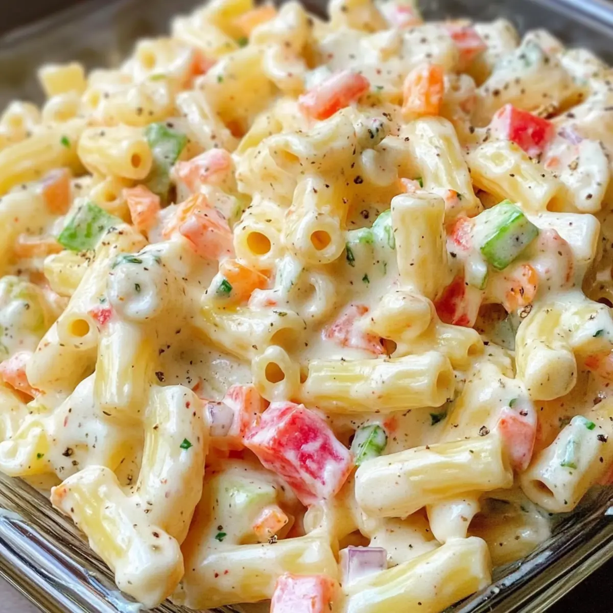 Cheddar Sauerrahm Macaroni Salat Rezept