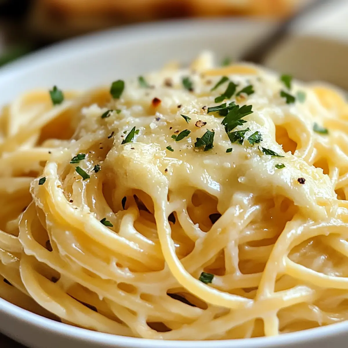 Käse Knoblauch Parmesan Spaghetti und Frischkäse