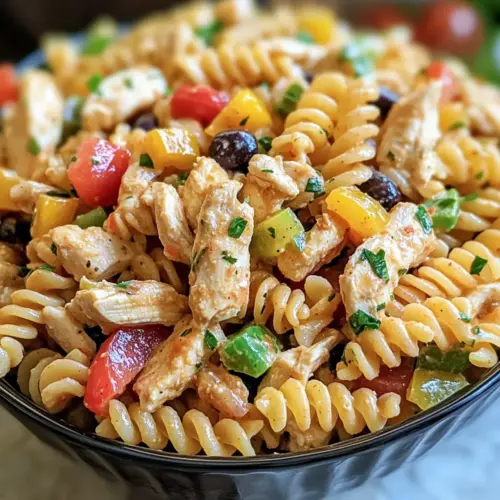 Köstlicher Südwest-Hühnchen-Pasta-Salat