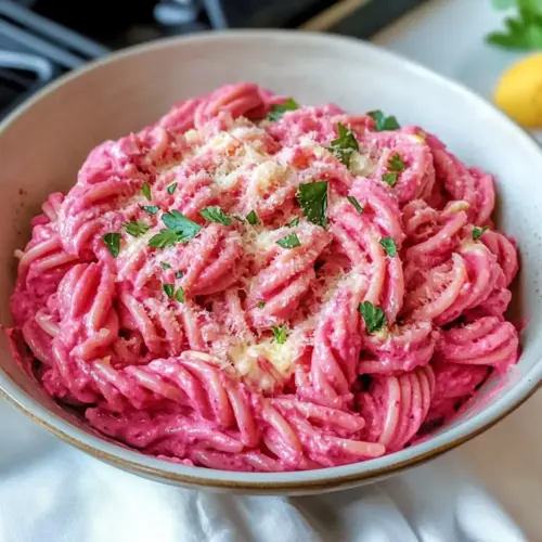 Gesunde vegane pinke Pasta