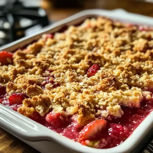 Altmodischer Erdbeer-Rhabarber-Crisp
