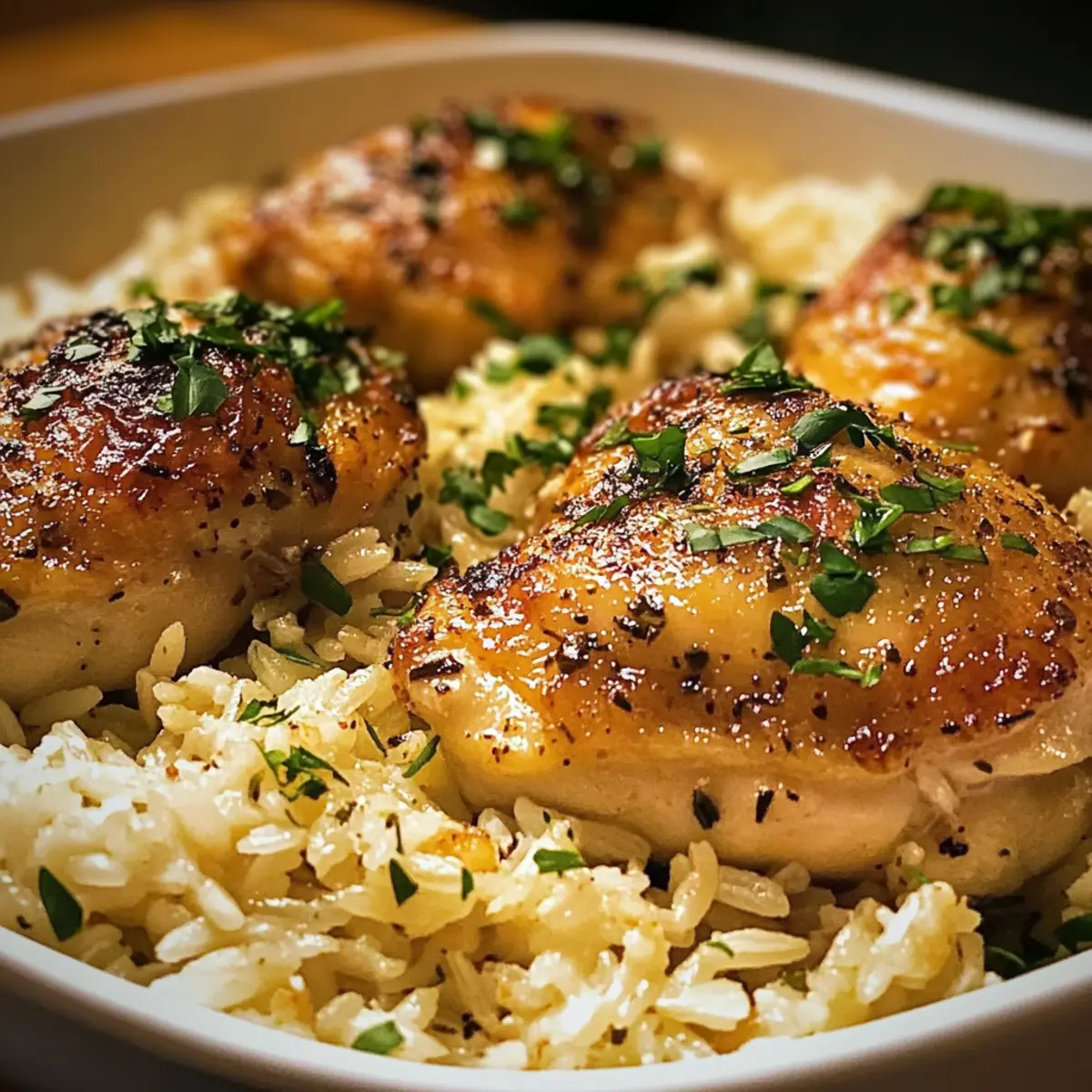 Ofen-gebackenes Hähnchen und Reis