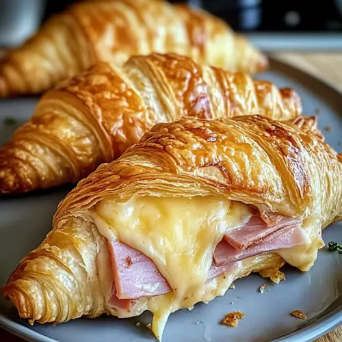 Überbackene Schinken-Käse-Croissants