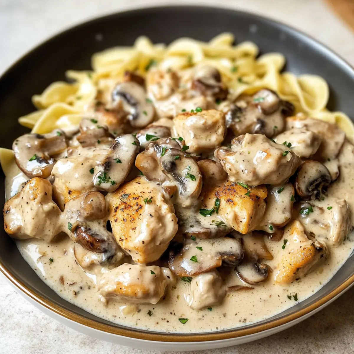 Cremige Hähnchen-Stroganoff