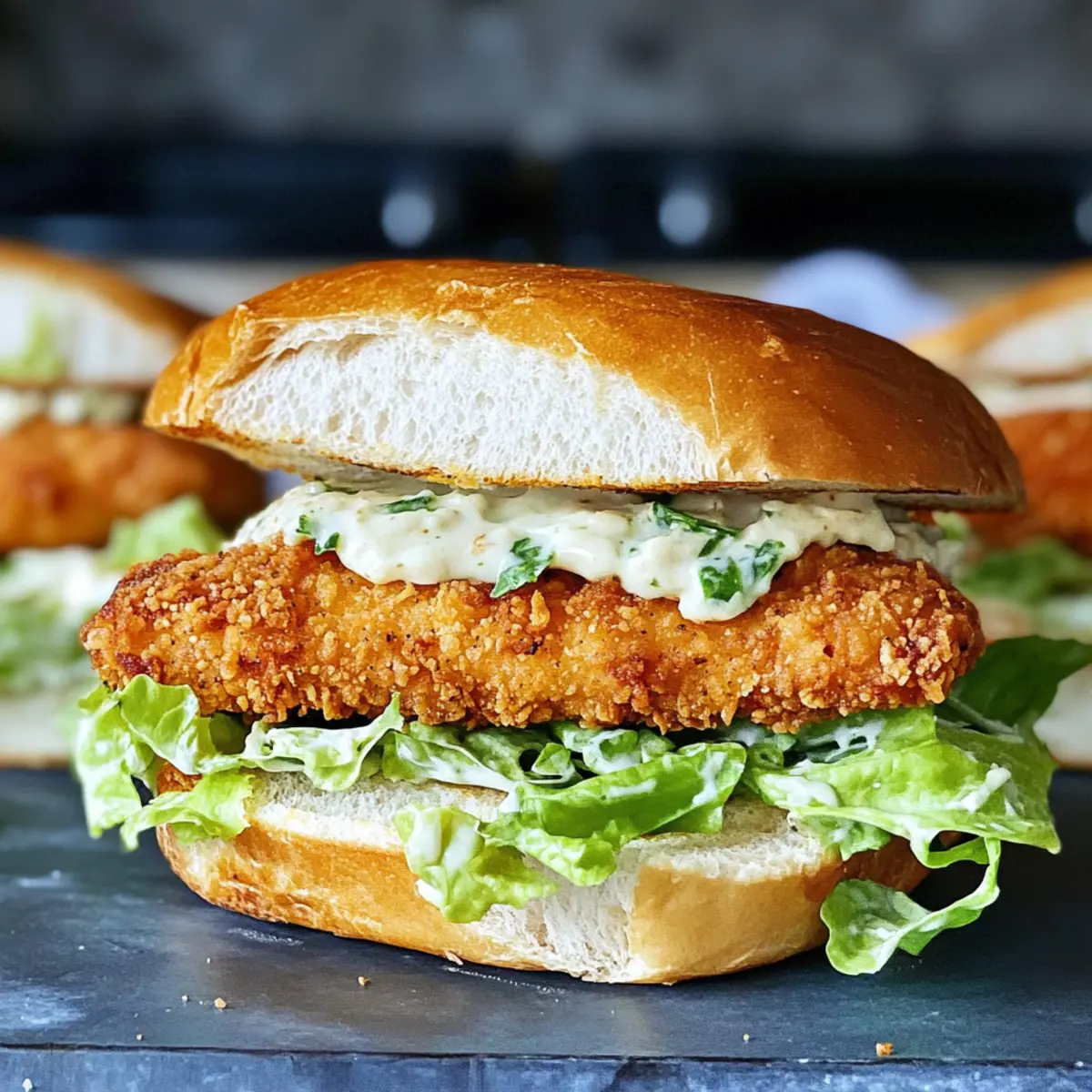 Crispy Chicken Caesar Sandwich - Knuspriges Hähnchen-Caesar-Sandwich