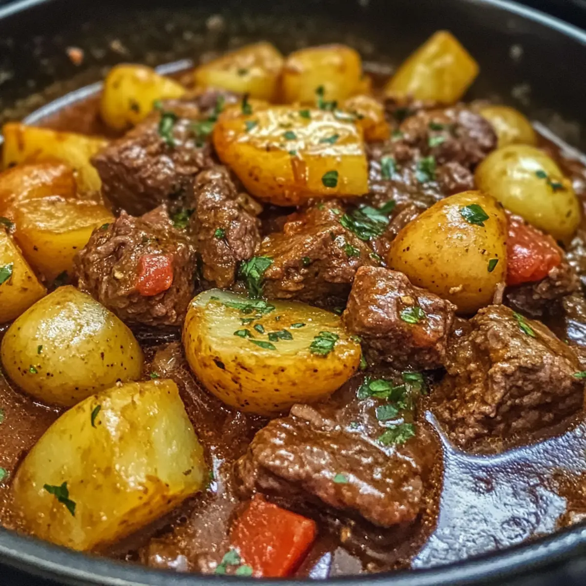 Knoblauchbutter-Rindfleischeintopf mit Kartoffeln Einfaches Rezept