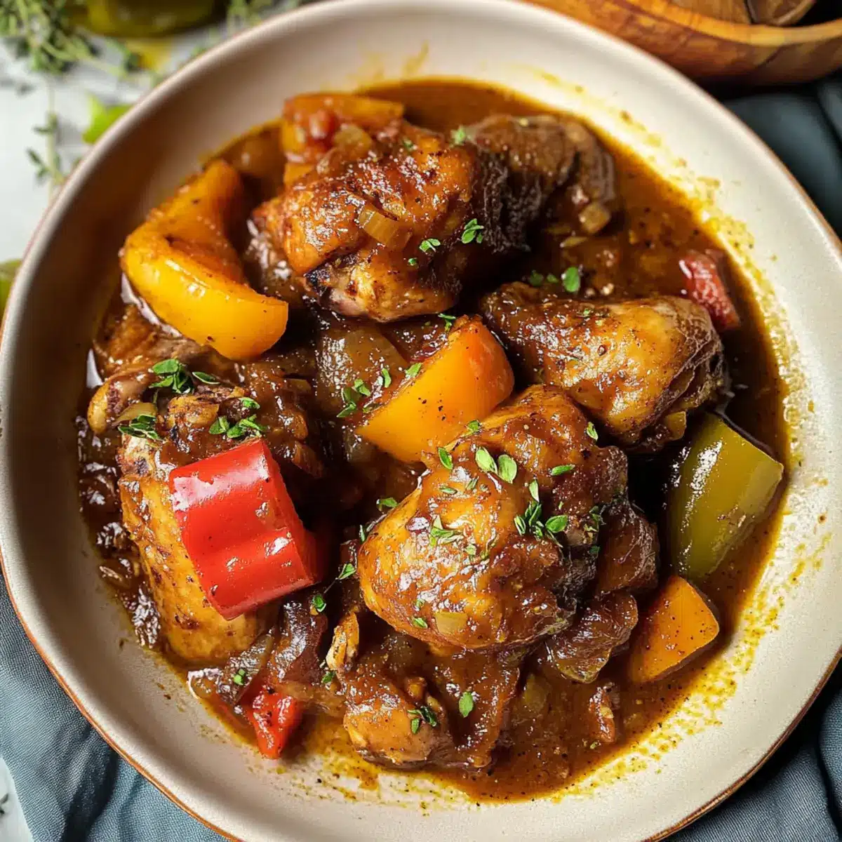 Das Beste jamaikanische Braune Eintopf-Hühnchen