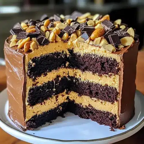 Samtige Schokoladen-Erdnussbutter-Schichttorte Freude