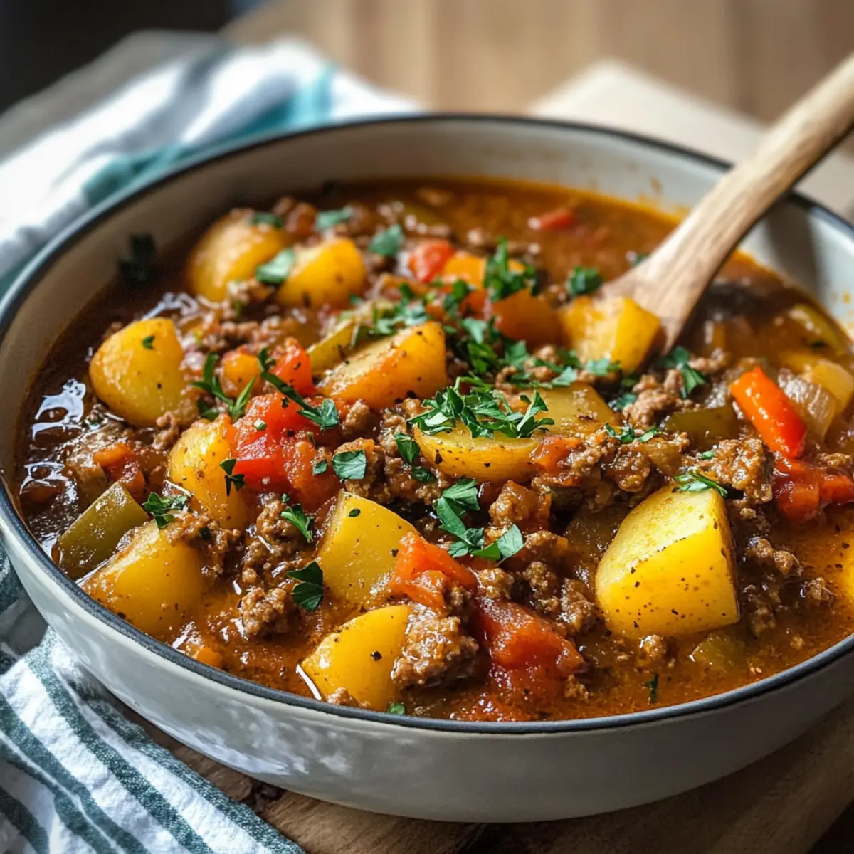 Bauerntopf mit Hackfleisch, Kartoffeln & Paprika