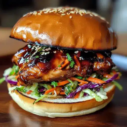 Koreanisches BBQ-Hühnchen-Sandwich mit Kohlsalat
